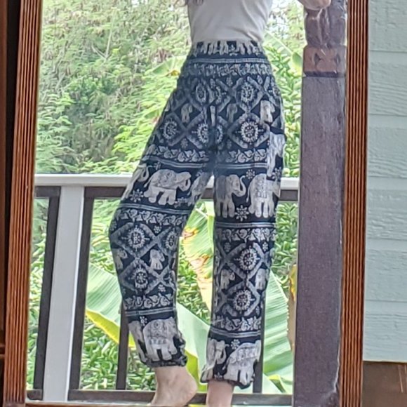 NWOT Elephant Print Pants by BOHO VIB - Picture 9 of 9